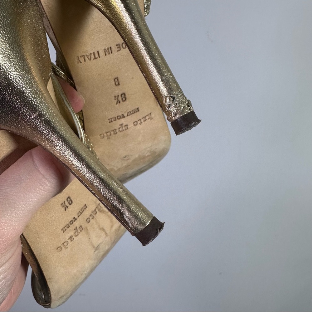 Kate Spade Metallic Gold High Heel Slingback Sandals - Picture 7 of 7